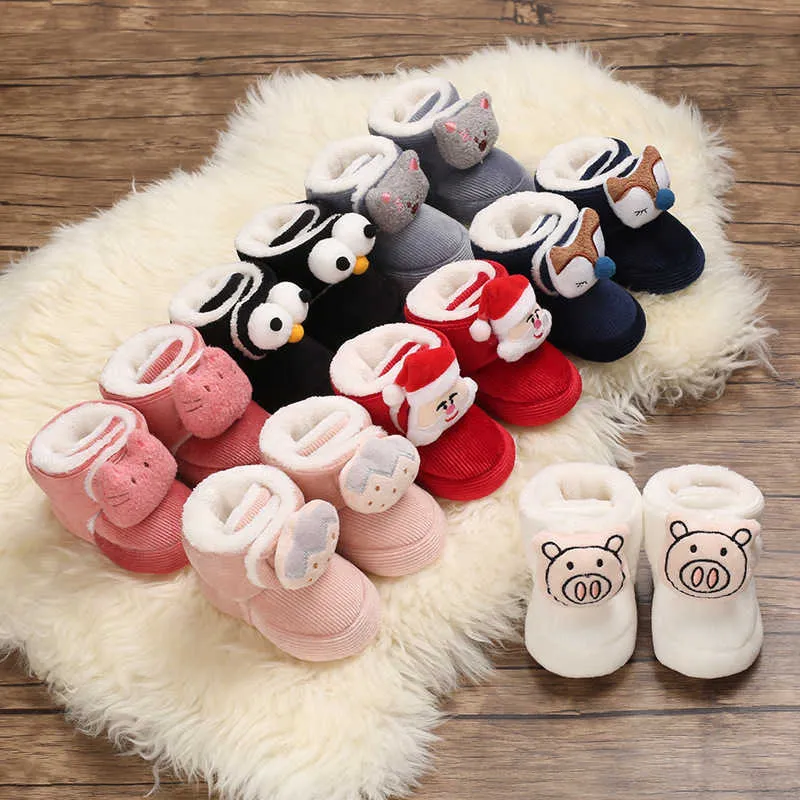 Baby första vandrare baby toddler vinter varm mjuk päls stövlar flicka pojke snö booties crib varm jul baby skor g1023