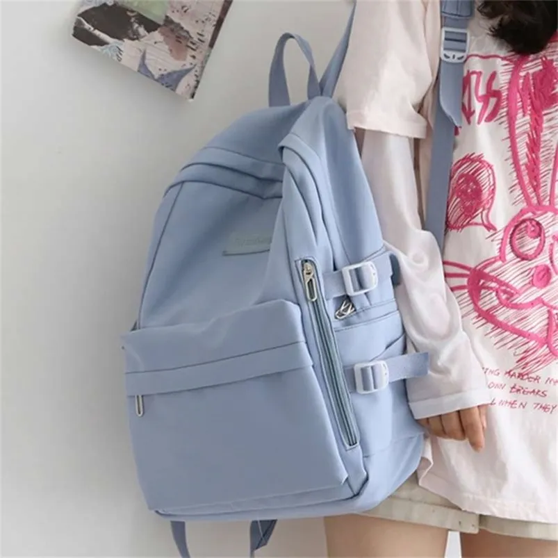 Casual Waterproof Nylon Women Bags School Backpack for Teenagers Girls Travel Backbag Mochilas Female Small Bookbag Kawaii Bag 210929