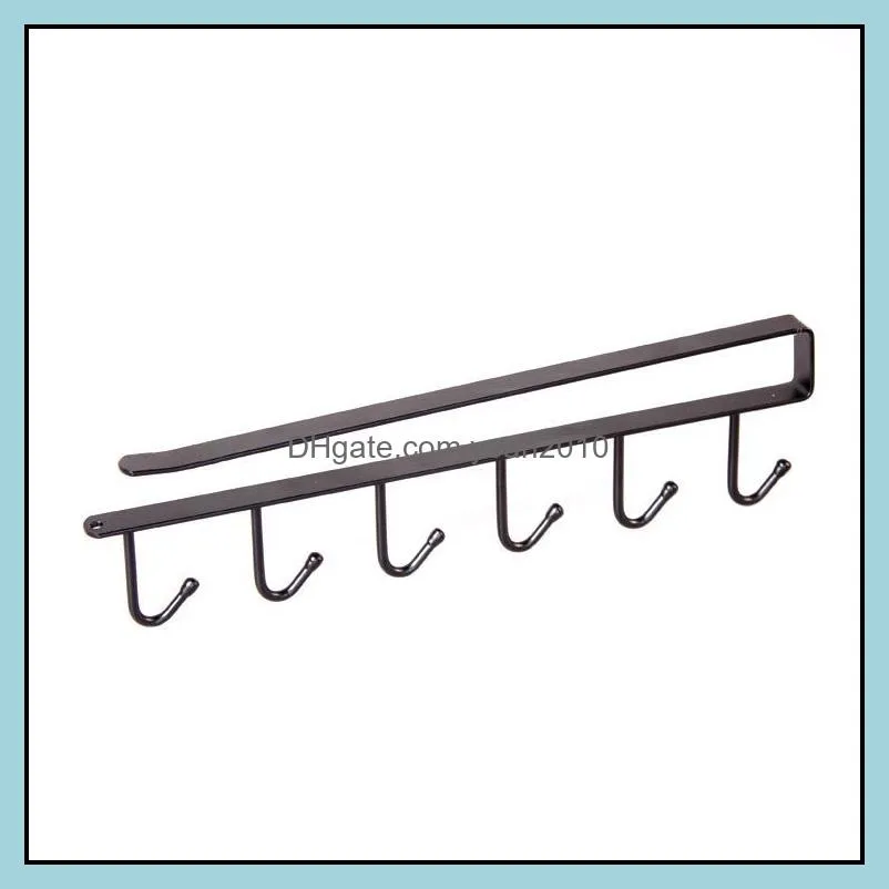 Hangers & Racks 2Pce Cabinet Non-marking Hooks Metal Wrought Iron Kitchen Utensils 6 Nail-free Storage