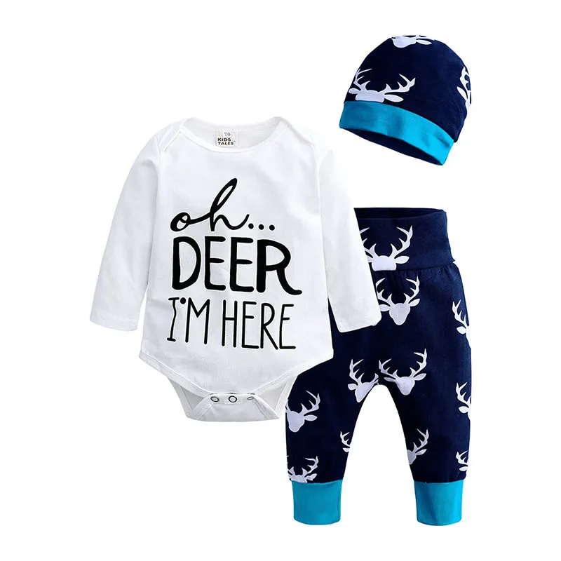 Noël garçons filles vêtements nouveau-né barboteuses enfants bébé filles garçons tenues vêtements barboteuse hauts + pantalon + chapeau Costume combinaison ensemble