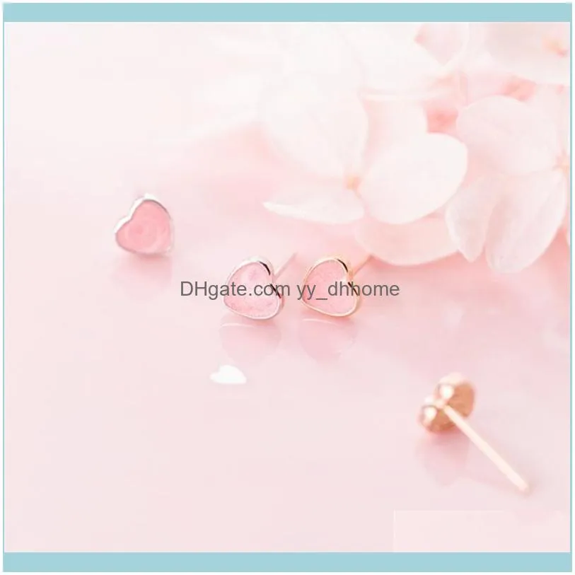 Other Sole Memory Pink Heart Summer Cool Sweet 925 Sterling Silver Fashion Female Stud Earrings SEA745