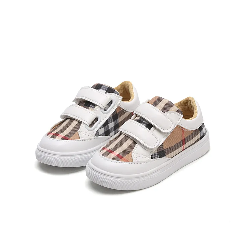 3-8 ans mode Plaid blanc chaussures garçons chaussures enfant en bas âge fille garçon baskets en cuir PU décontracté enfants enfants tenue chaussures coréennes