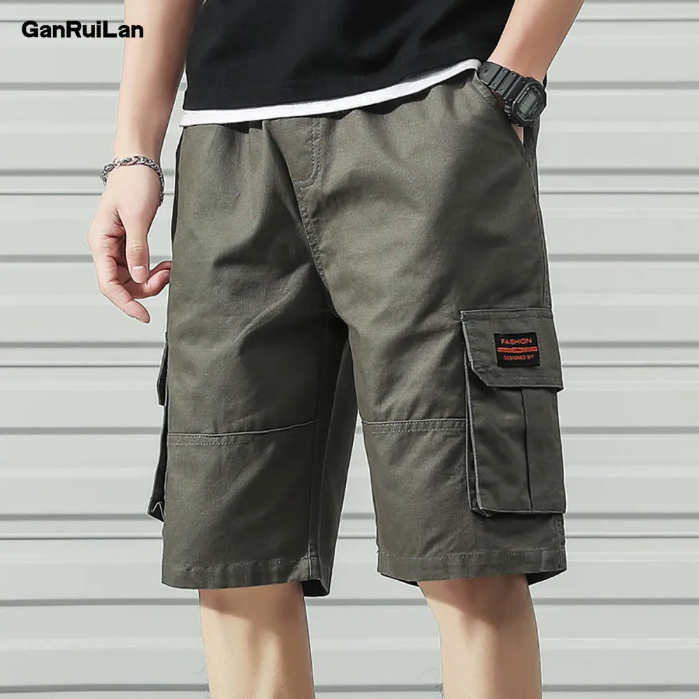 Latest Men's Cargo Shorts Male High Quality Multi-Pocket Hip Hop Short Men Comfortable Streetwear Elastic Band Shorts 210518