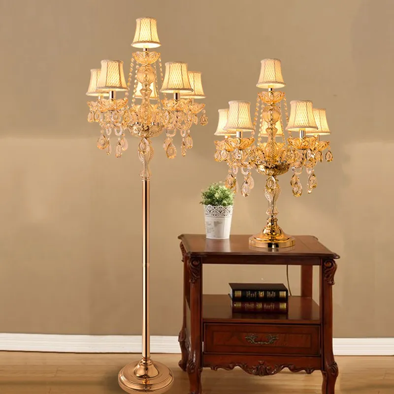 European Crystal Gold Crystal Floor Lamp High End Creative Hotel Model For Living Room Bedroom Sofa Coffee Table Vertical Design From Zhiguanglighting 347.77 DHgate.Com