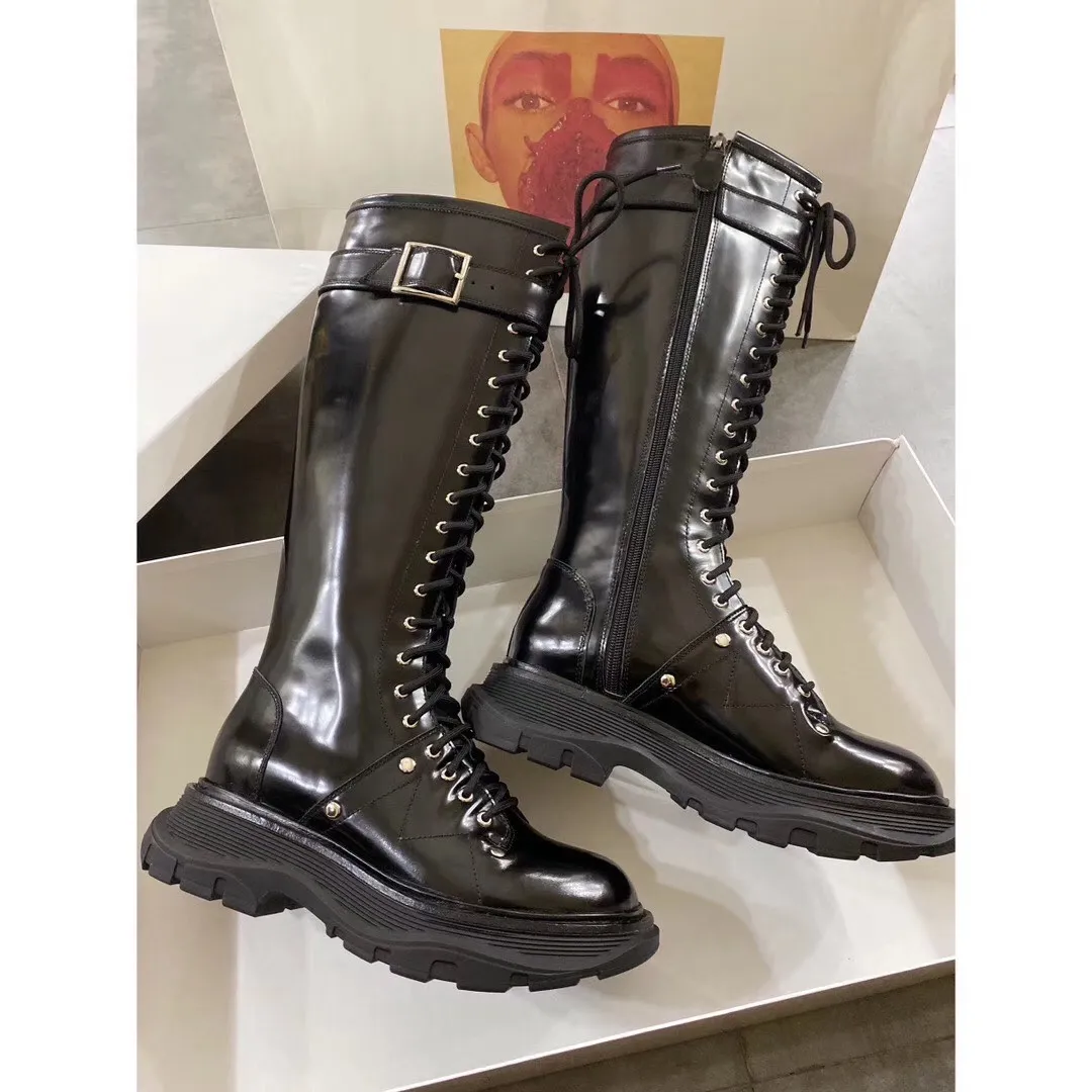 Mais recentes botas de designer mulheres sapatos de metal moda luxo legal cara estilo couro couro camurça e confortável tamanho senhoras 34-40