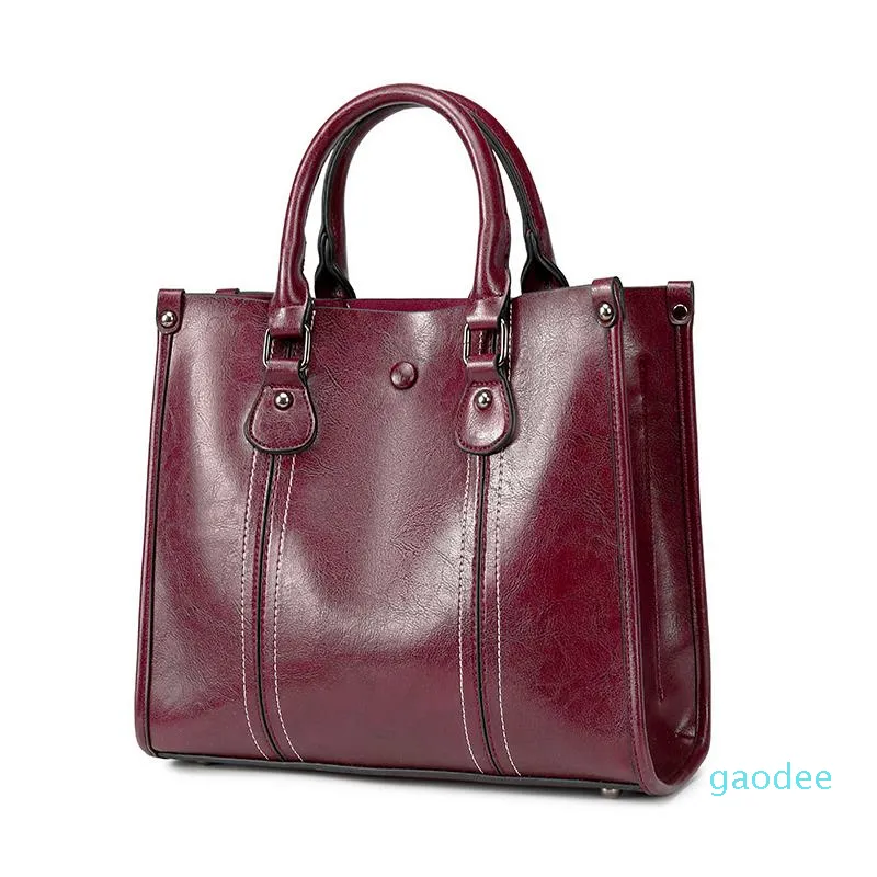 良品しかない ワインレッドヨーロッパとアメリカのシンプルなレトロオイルワックスpuトンのトートハンドバッグ多機能大容量エレガントな女性の傾斜クロスバッグ ポイント3倍 Luggage Accessories Bags Waist Bags Com