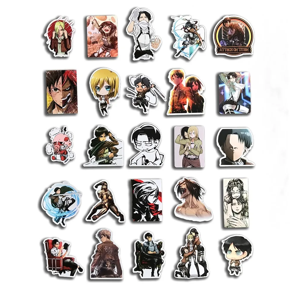 Autosticker 10 50 stuks Anime Stickers Aanval op Titan Sticker voor Laptop Telefoonhoes Gitaar Auto Fiets Kinderen Cool Gemengde Graffiti Vinyl Sti228w