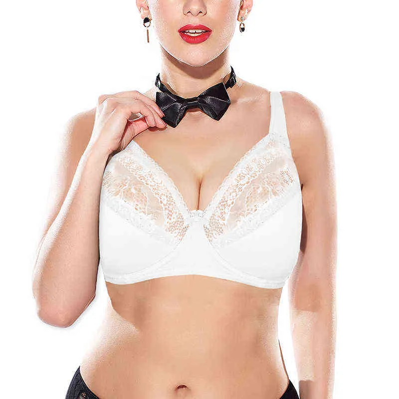 Full Coverage Sheer Padded Lace Plus Size Bras For Women Underwire