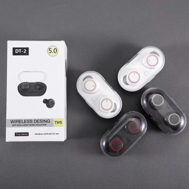 Eller Ücretsiz Kulaklık DT-2 TWS Bluetooth 5.0 Kulakiçi Ile İki Kablosuz Stereo Kulaklık Şarj Kılıfı