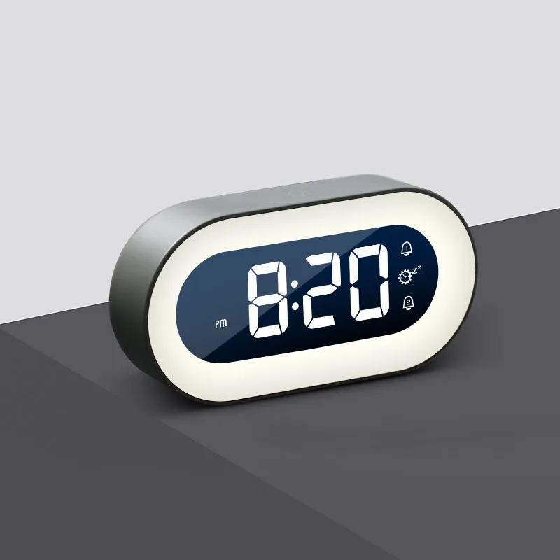 USB wiederaufladbare Schreibtisch elektronische Uhr Tisch LED Digital Wecker Snooze Nachtlicht 18 Klingeltöne Home Dekoration Kinder Student Nachttisch ZL0363