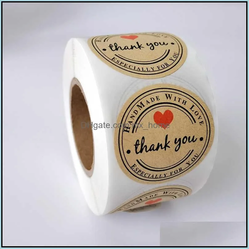 Printed 500pcs/Roll Love Thank You Adhesive Stickers Labels 1Inch Envelope Seal Package Color Party Stickerss 7C2Z