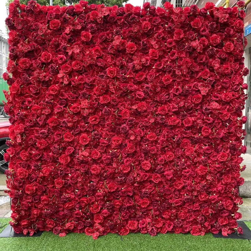 Flores decorativas grinaldas 3d painéis e roil decoração de casamento de parede artificial decoração vermelha de rosa peônia orquídeas corredores decoração home