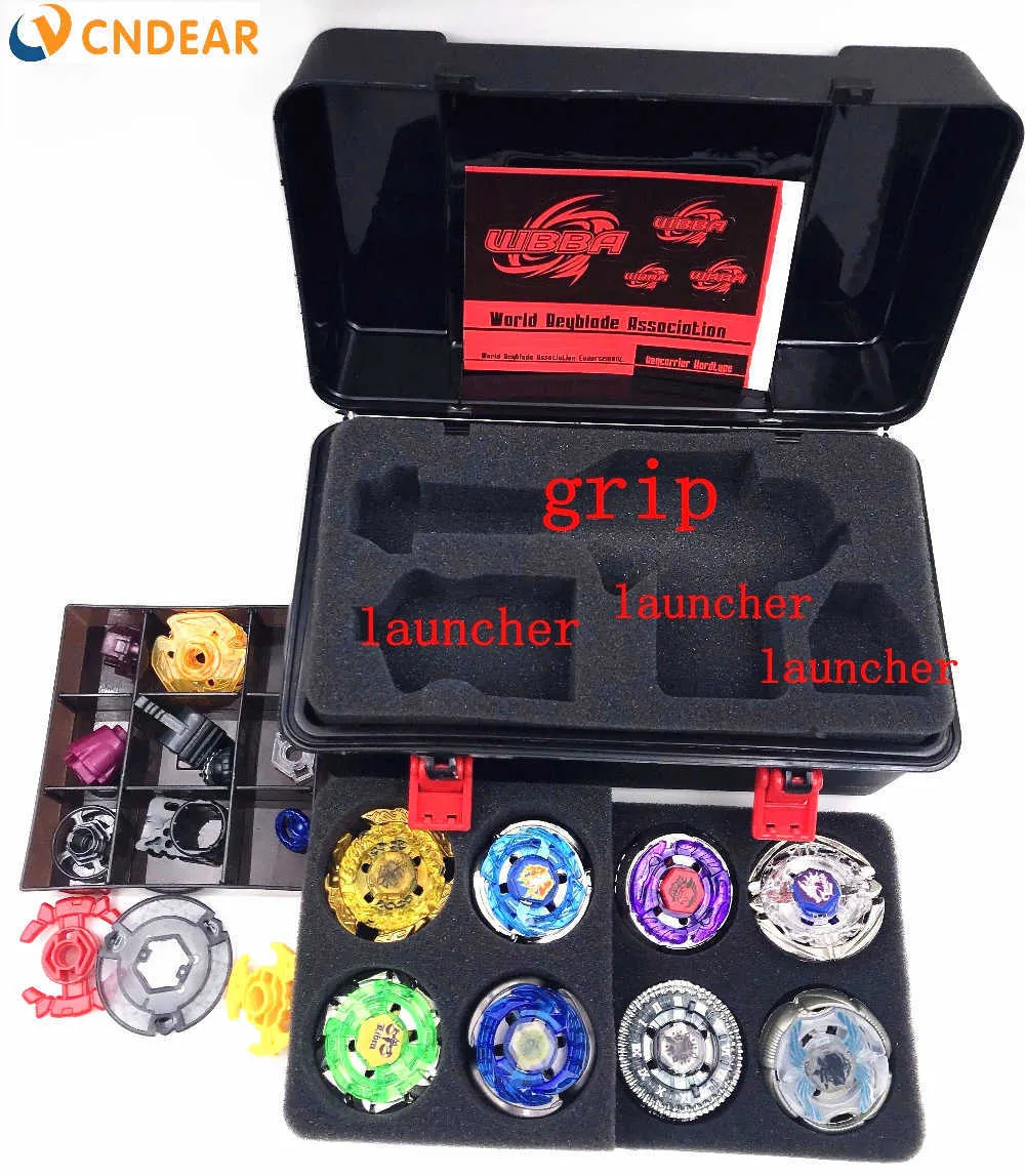 4d Beyblade burst set including 8pcs The constellation of gyroscope +3pcs strong launcher with black handle bar with collect box X0528