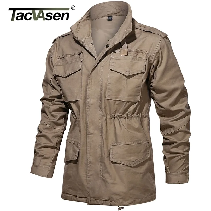 Tacvasen Army Field Jacket Heren Militaire Katoen Hooded Jas Parka Groen Tactische Uniform Windjack Hunting Kleding Overjas 220301