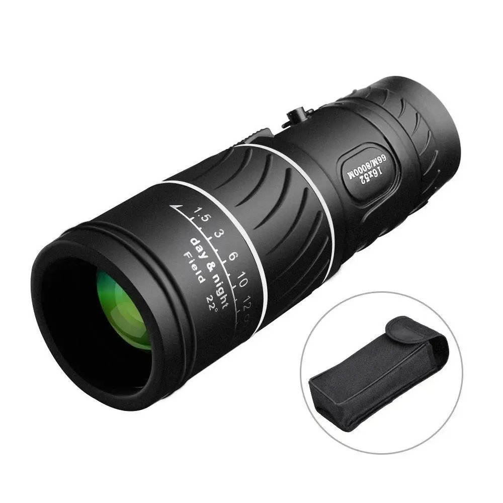 16x52 Ao ar livre Monocular HD Dia Ótico Night Vision Telescópio Dual Focus 66m / 8000m Camping Travel