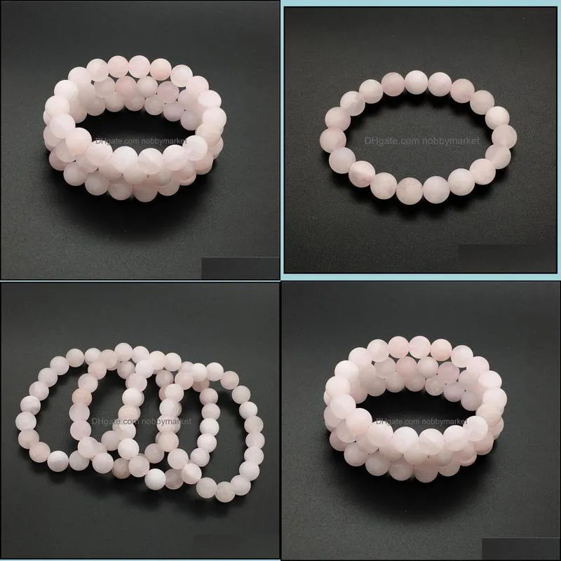 10mm Matte Rose Quartz Bracelet,Gemstone Bracelet,Rose Quartz Round Beads,Elastic Bracelet,Good Luck Bracelet