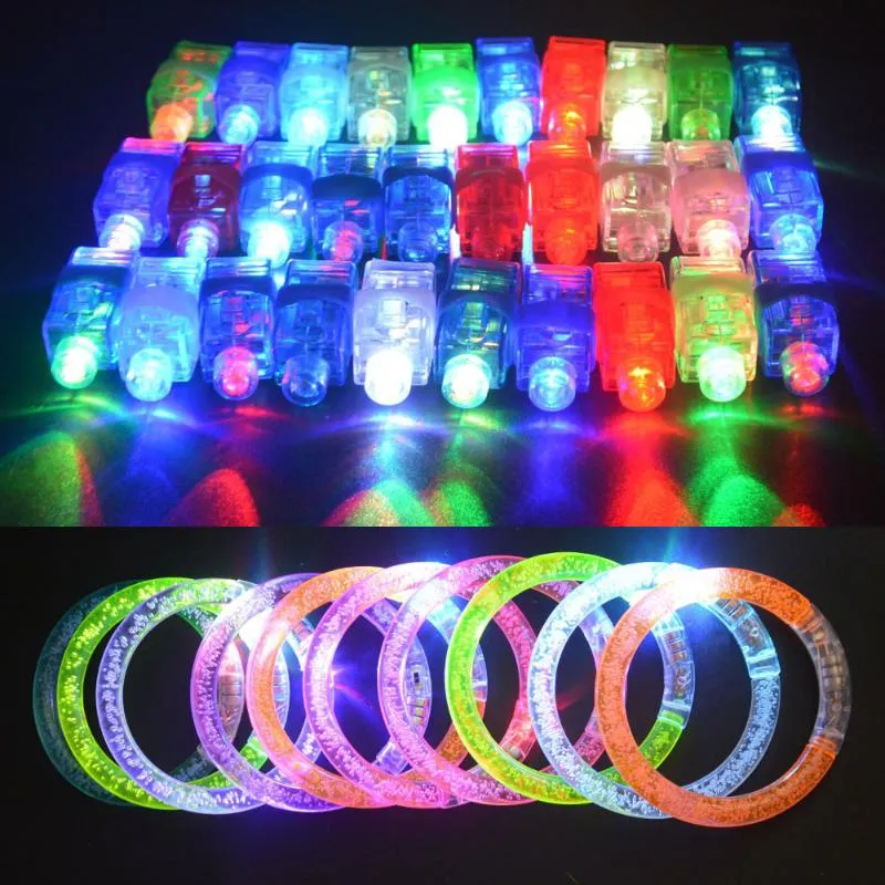 Décoration de fête LED Light Up Jouets Favors Glow In The Dark Bracelet Finger Lights Torch Birthday Supplies