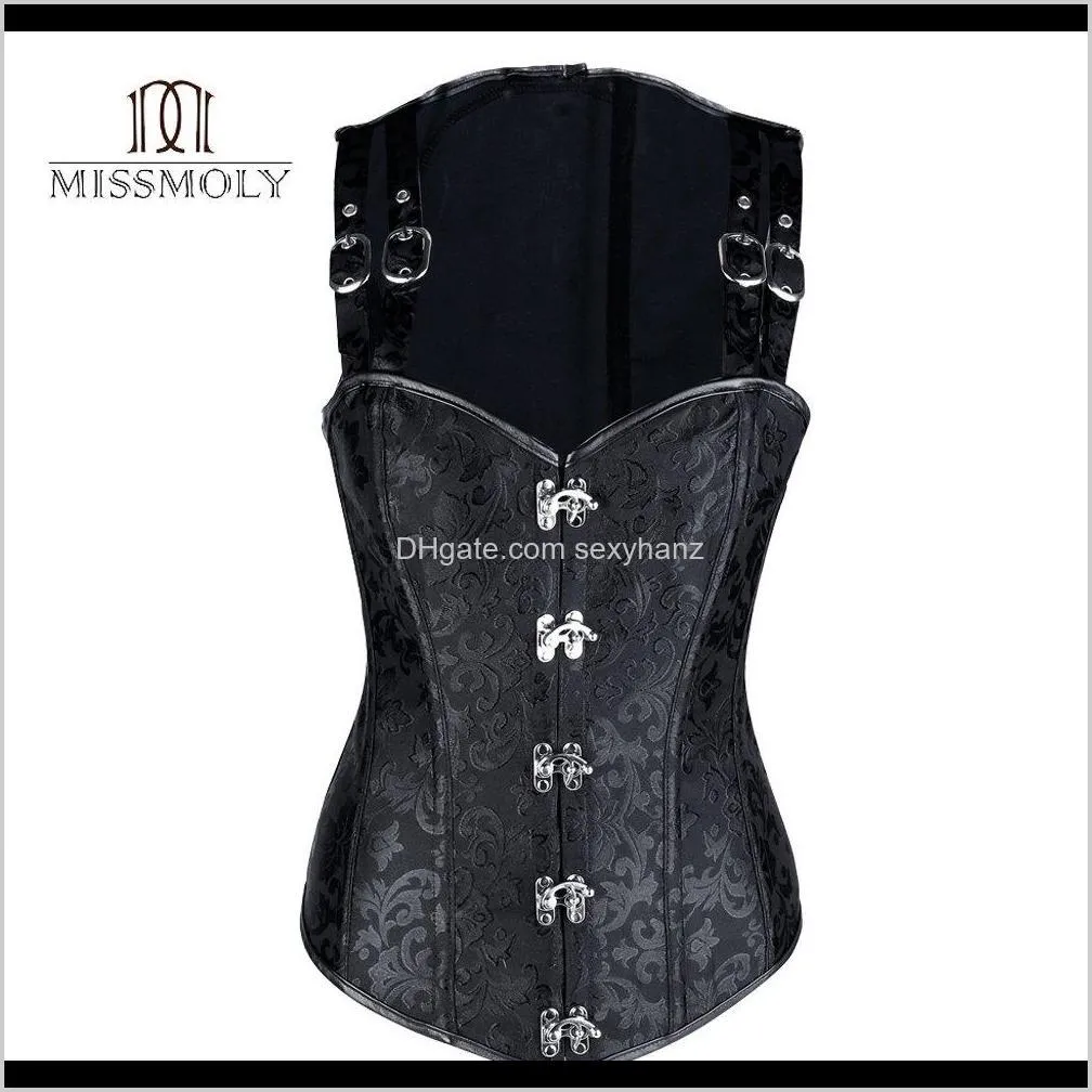 miss moly women sexy steampunk gothic corset slimming bustier overbust tops waist cincher plus size steel bone cosplay party hoai#