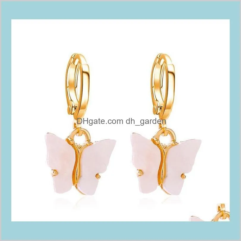korean style butterfly eardrop earing sweet gold plated butterfly charm pendant ear clip earrings for women lady gift