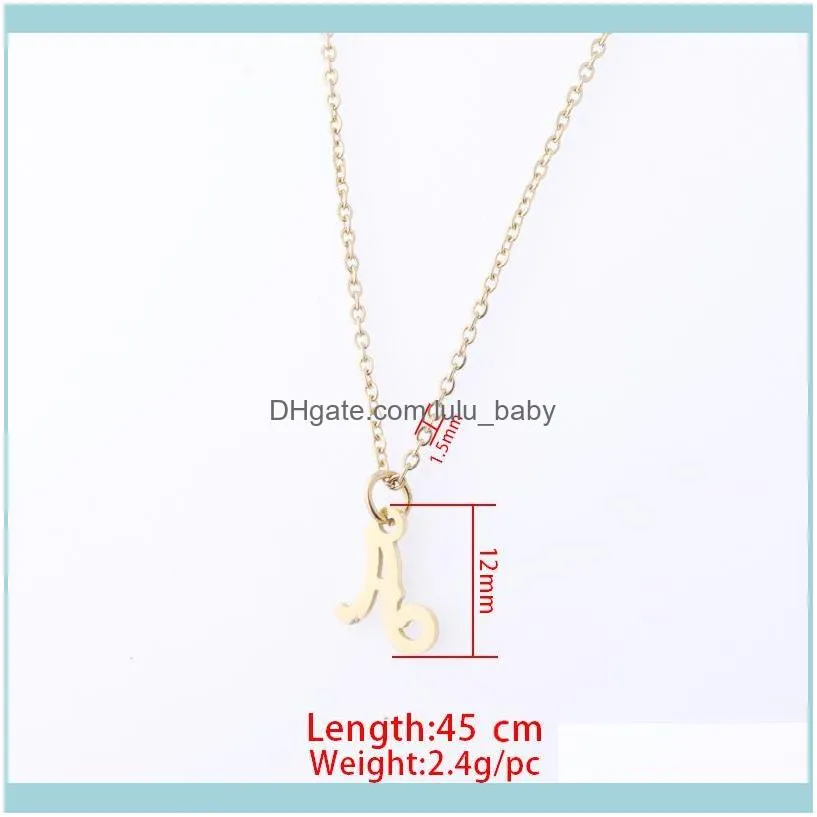 Pendant Necklaces Fnixtar 5Pcs 45cm Initials Letter Necklace Mirror Polish Stainless Steel Chain For Womens Mens Fashion Jewelry
