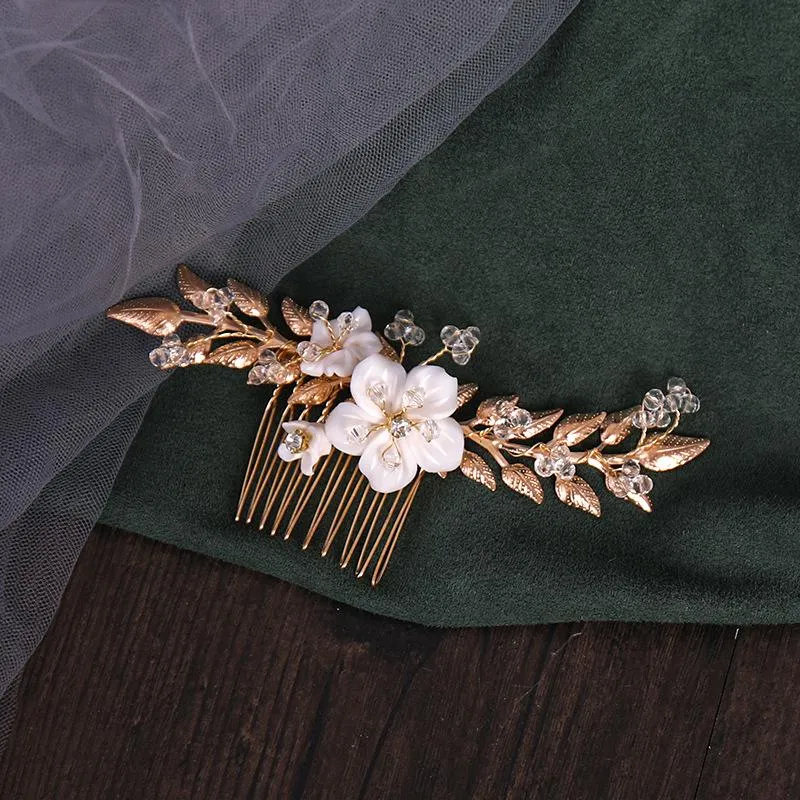 Haarclips Barrettes Bruid Wedding Bloemkam Handgemaakte sieraden Kopjes Parel zijkammen bruids kapsel decoratieve accessoires voor meisje