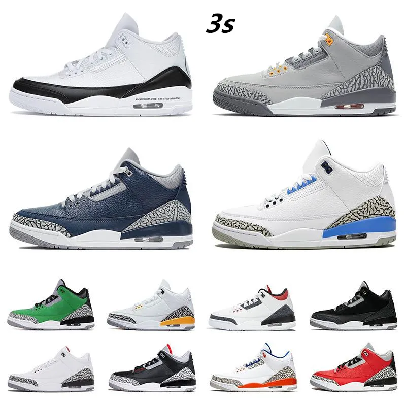 Мужские баскетбольные кроссовки 3s 3 UNC Jumpman кроссовки Court Purple Cool Grey Katrina fragment Varsity Royal NRG Cement White Black Orange Red A Ma Maniere