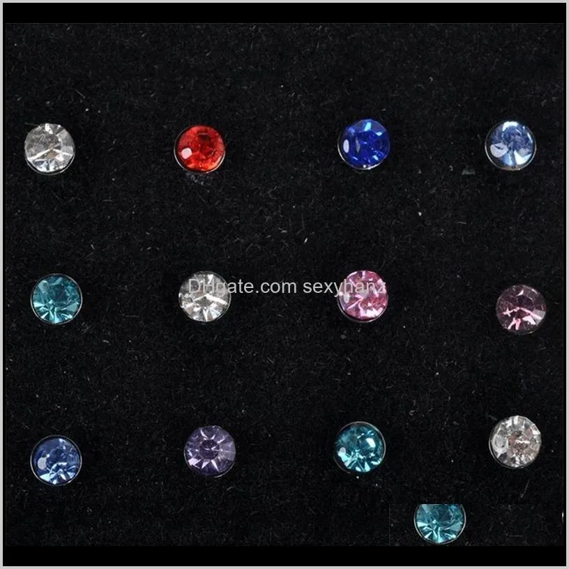 24 pieces / set nose ring fashion stainless steel inlaid diamond nose nail jewelry nose nail body piercing jewelry489 t2