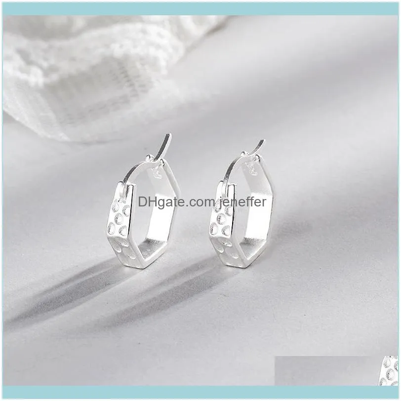 Charm Jewelryfactorybwae Yingbaida Earrings Geometric S925 Sier Simple Hexagon Wave Point Female Jewelry Drop Delivery 2021 4X8Xz
