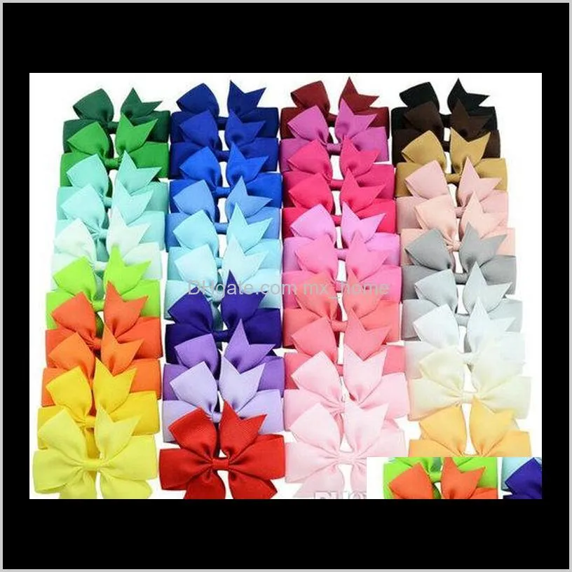 40 colors cute design grosgrain ribbon hair bows hair pin kids girls children baby barrettes birthday gift hair accessories 