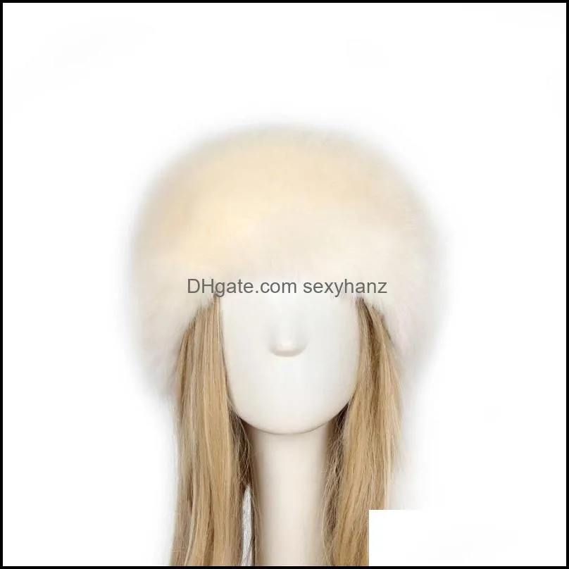 Beanie/Skull Caps Faux Fur Headband Women Winter Hats Warm Bomber Fluffy Russian Earmuff Girl Outdoor Ski Snow