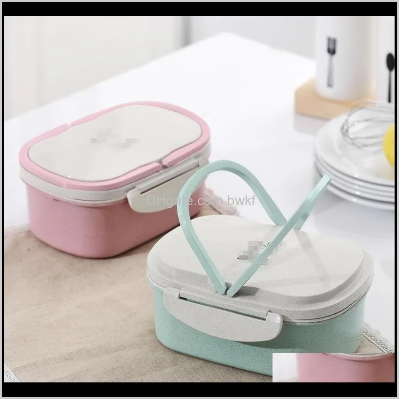 eco-friendly lunch box fashion wheat straw microwave bento portable lunch box food container storage box compartments case jxw278