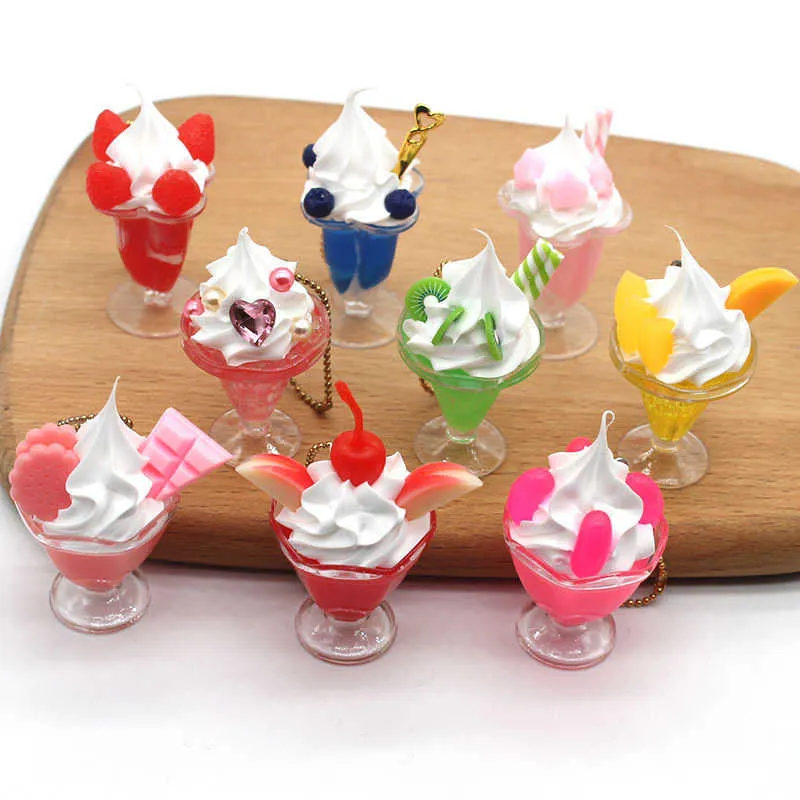 5 PCS Simulation cream cup ice cup strawberry cup fashion bag mobile phone pendant diy food play window decoration G1019
