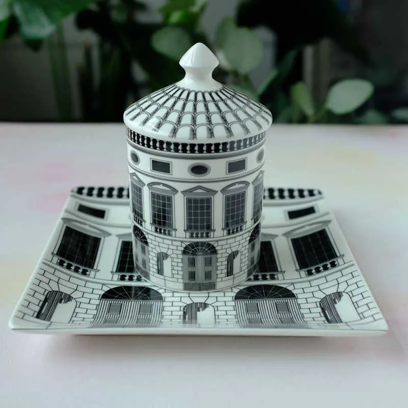 Retro Neuschwanstein Piatto Piatto Piatto Piatto Castello Castello Portacandele Linee Home Office Decorative Jar