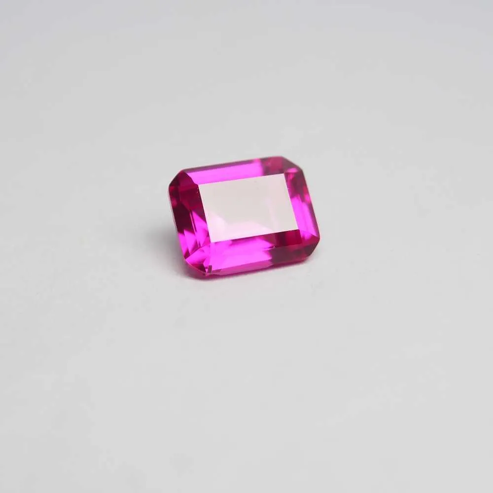 8 * 10mm 5 Stuk / Alot 4 Carat Topkwaliteit Lab Roze Sapphire Ring Ruby Emerald Cut Losse edelsteen voor Biy Ring Maken H1015