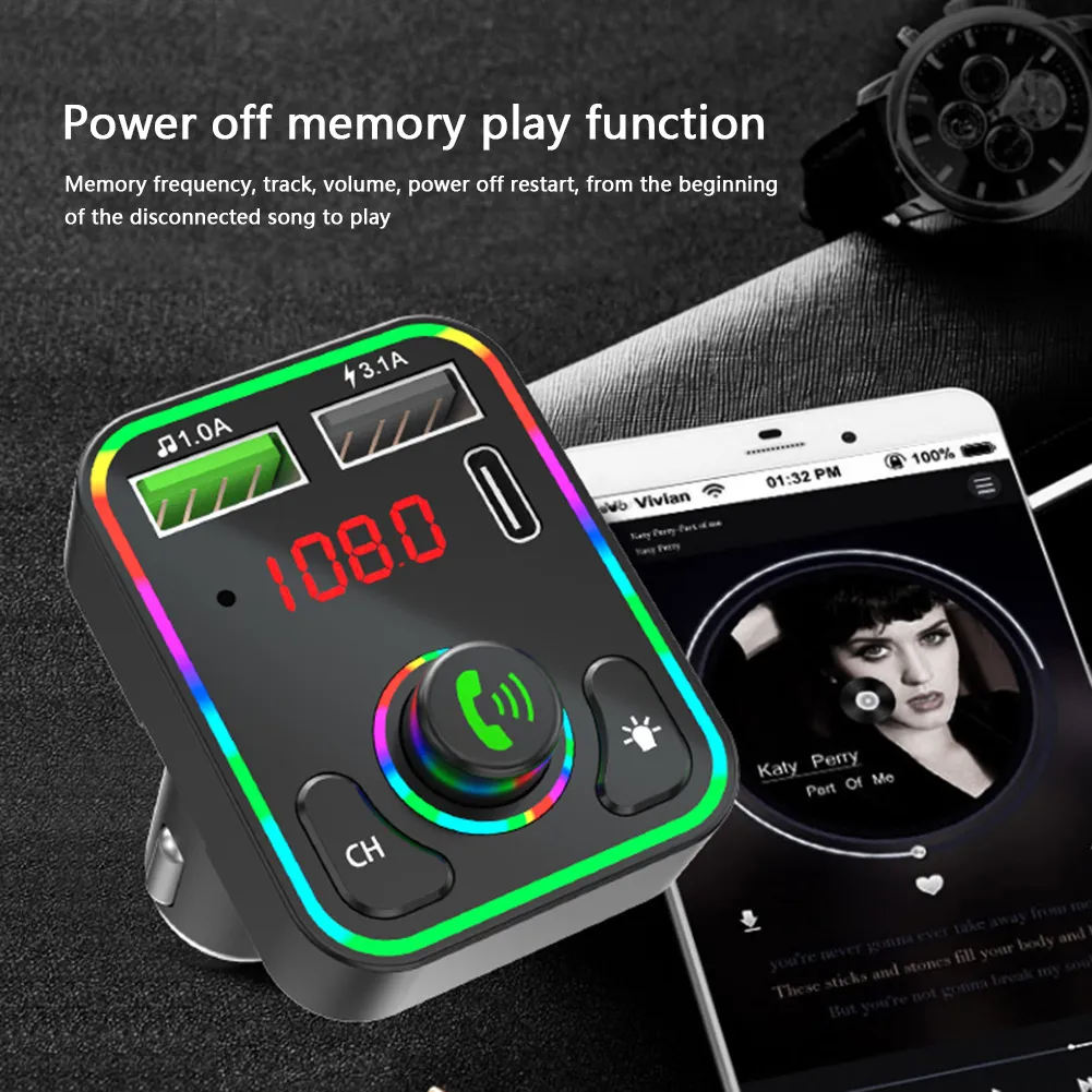 DriveMate F3 Car Kit USB C FM Transmitter, MP3 Player, Wireless Tunein