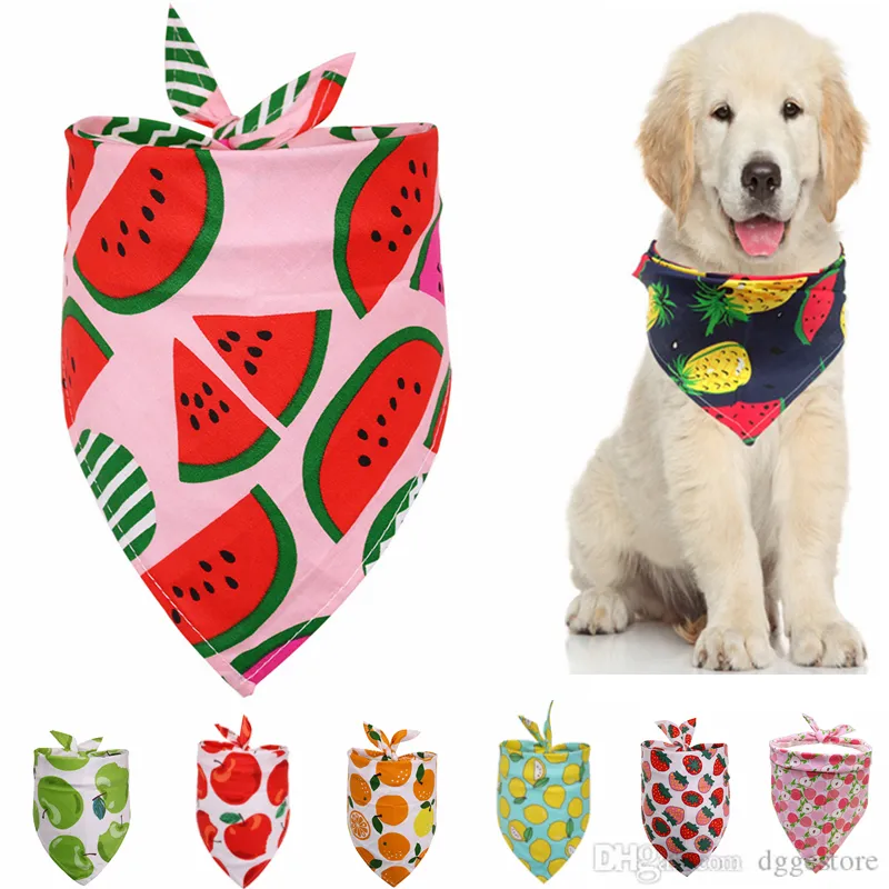 Vêtements pour chiens Bandanas Hawaii Fruit Dogs Bandana Triangle Doux Chiot Accessoires pour Petits Moyens Grands Chiens Chats Lavable Pet Dogg Écharpe comme Cadeau de Fête d'anniversaire A20