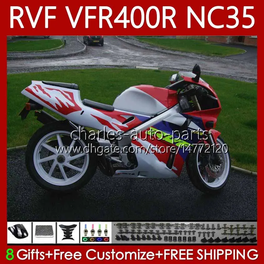 Kit carrosserie pour HONDA RVF400R VFR400 R N35 V4 VFR400R 94-98 80No.42 RVF VFR 400 RVF400 R 400RR 94 95 96 97 98 VFR400RR VFR 400R 1994 1995 1996 1997 1998 Carénage Repsol rouge