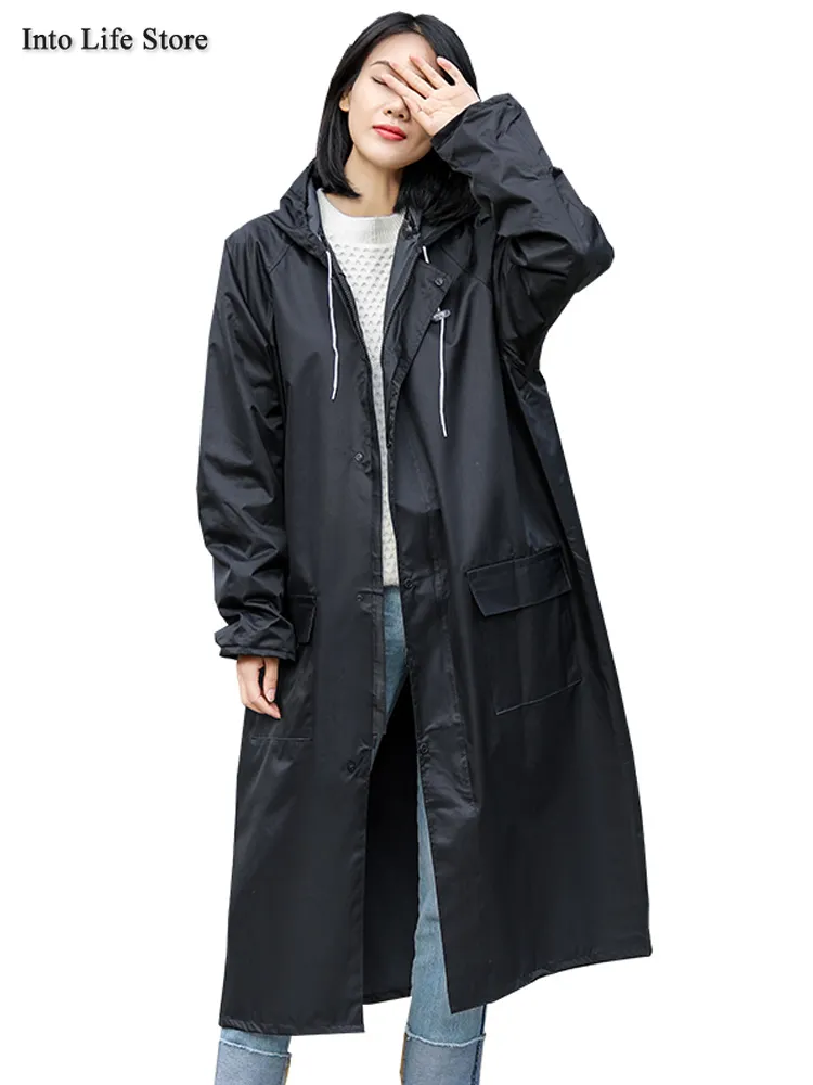 Long Waterproof Raincoat Adult Plus Size Trench Male Thick Rain Poncho Women Jackets Man Tourism Camping Rainsuit Gift Ideas