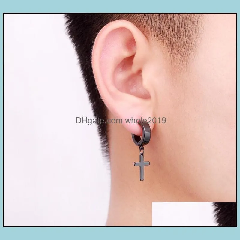 NEW 4 Colors Allergy Free Cross Ear Clasp Fashionable Titanium Punk Ear Studs Stainless Steel Earrings 30pcs Epacket