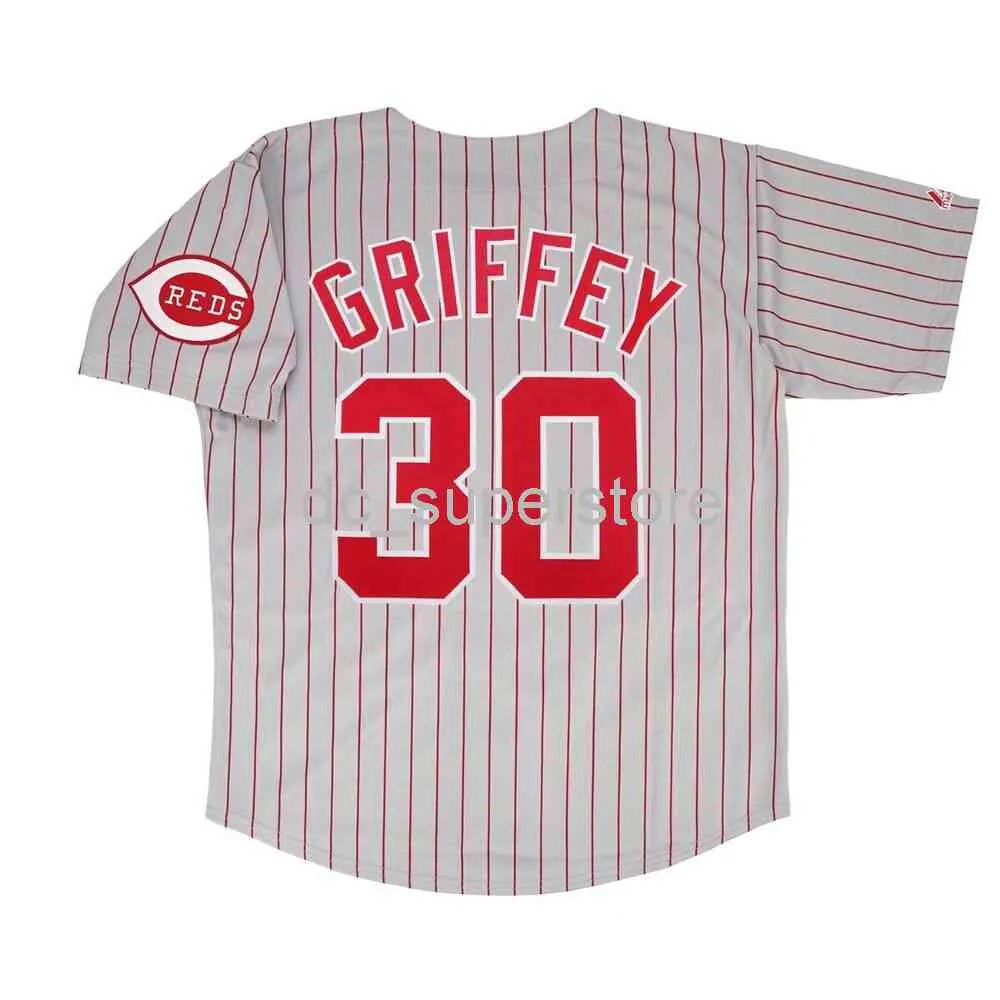 Couture personnalisée Ken Griffey Jr. Cincinnati Grey Road Jersey w / Team Patch Hommes Femmes Youth Baseball Jersey XS-6XL