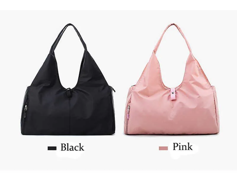 Nylon Women Men Travel Sports Gym Shoulder Bag Large Waterproof Nylon Handbags Black Pink Color Outdoor Sport Bags 2019 New (15)
