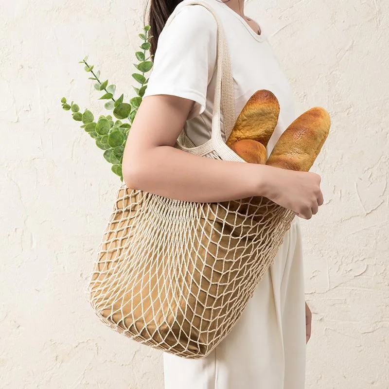 Storage Bags Portable Net Bag Shopping Mesh For Fruit Vegetable Washable Eco-Friendly Handbag Cotton Foldable306o