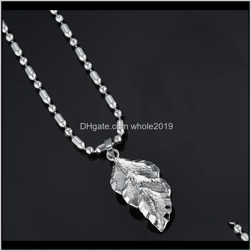 small leaf necklaces for women/girls gold silver color femme pendant bead chain simple jewelry gift