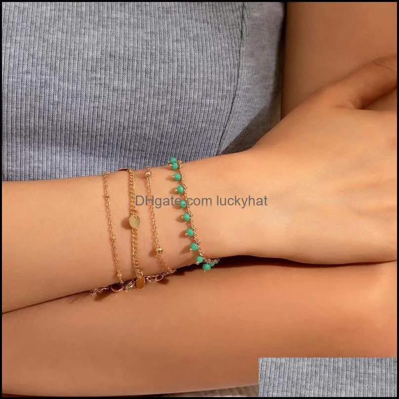 Lien Jewelrylink Chaîne Bohême Simple Cristal Fait À La Main Perles De Cuivre Bracelets Minces Main Kpop Mode Bracelets Pour Femmes Couple Drop Livrer