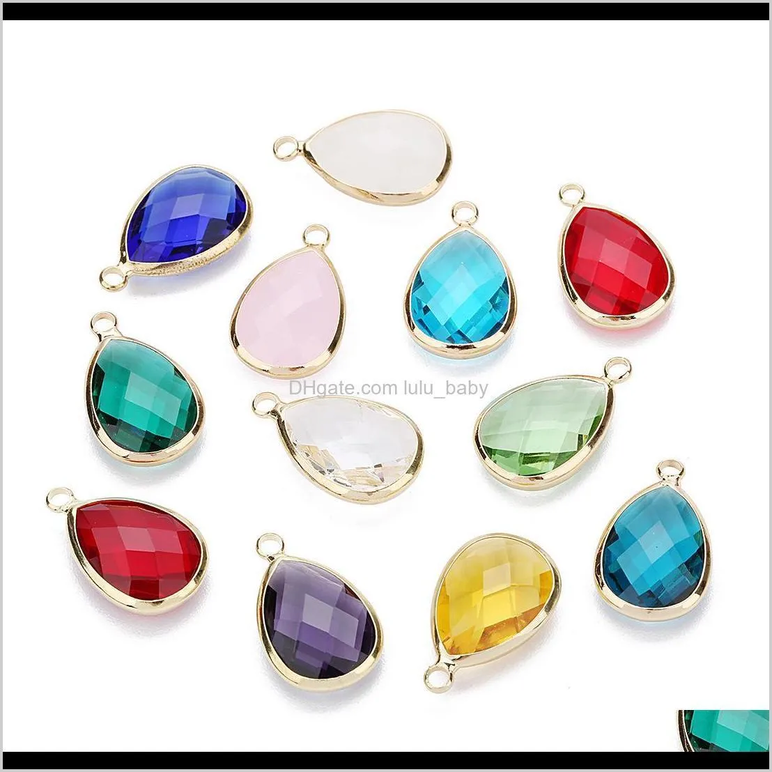 women glass crystal bead teardrop copper loose beads connector for charm choker bracelet earrings necklace diy jewelry making findings