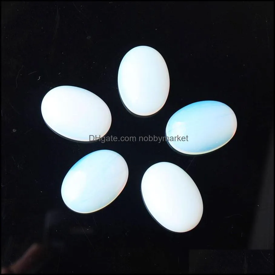 WOJIAER 10Pcs Oval Beads for Jewelry Making Natur Stone Cabochon CAB No Drilled Hole 13x18x6mm Gem Opal Crystal Quartz DBU801