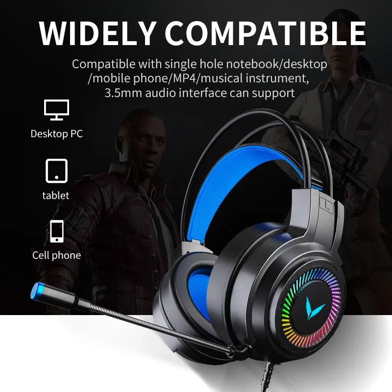 ZUTA Gaming Headsets Gamer Casque Son Surround Stéréo Filaire Écouteurs USB Microphone Lumière Colorée PCOrdinateur Portable Jeu Casque