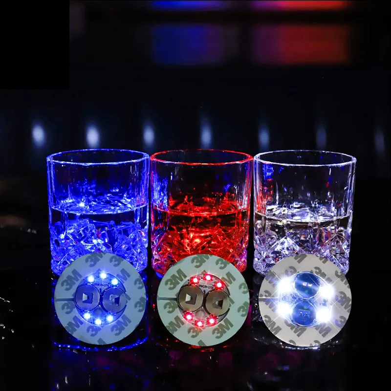 Crestech LED Coasters Lighting 6 LEDS 3M stickers flessen licht flitsende lichten voor kerstmas nachtclub bar feest vaasdecoratie vakantie andere