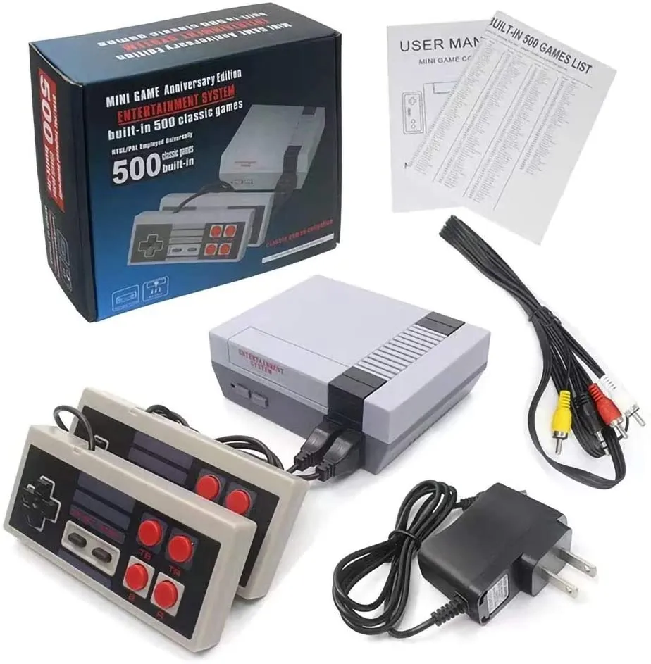 Classic Mini Nes Retro Video Games Console с предварительно загруженным 500 Игры Plug и Play 8-Bit Game Entertainment System AV Выход для детей Взрослый Вид Святого Валентина