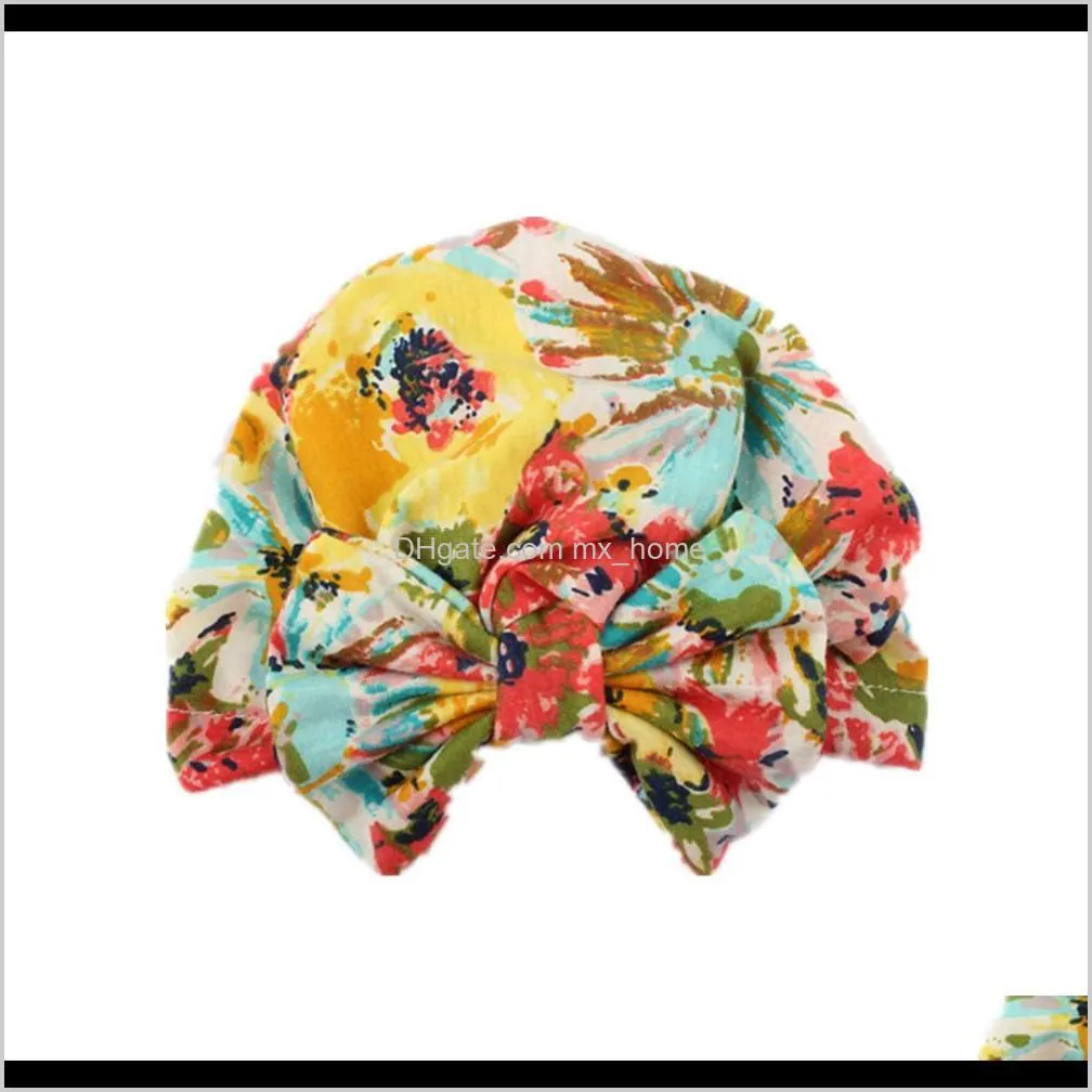 new cotton children`s hat bowknot pullover cap printed baby baotou cap children`s hat